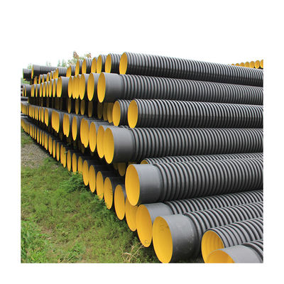 أسود SN8 6M المموج HDPE أنابيب الصلب المقوى